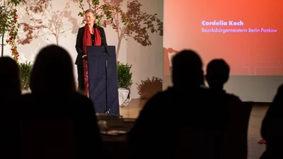 Bezirksbürgermeisterin von Berlin-Pankow Dr. Cordelia Koch während ihrer Eröffnungsrede