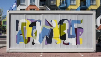 ein mit Graffiti bemalter Container