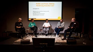 Panel discussion with three women and two men