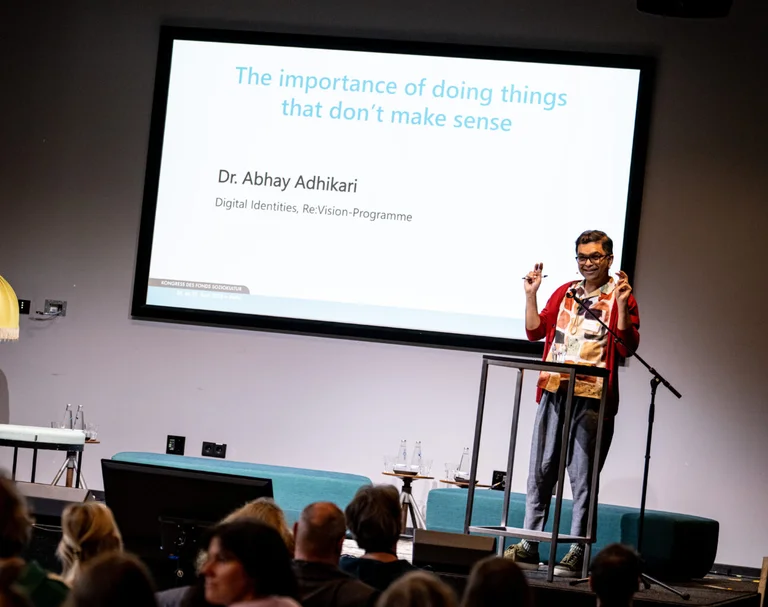Abhay Adhikari during his Keynote
