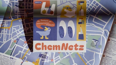 Eine bunte Karte von Chemnitz mit Text und Grafiken