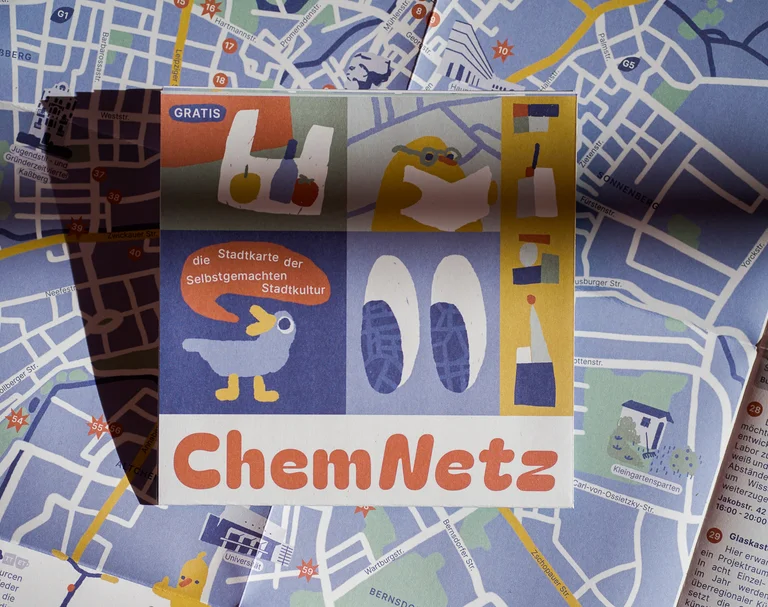 A colourful map of Chemnitz with text and graphics