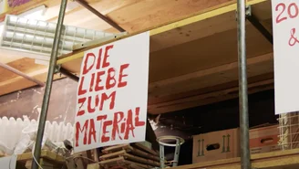 Poster with the inscription 'The love of the material'